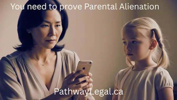 Adult Asian mother adding parental alienation information to the phone while her young daughter looks on